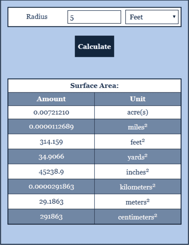Ball Surface Area Surface Area Calculator