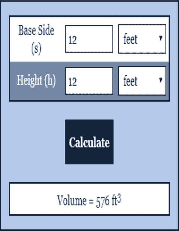 Volume of a Square Pyramid Calculator Volume Calculator