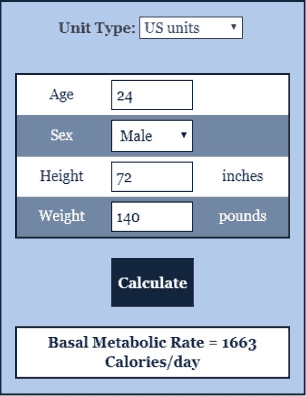Basal Metabolic Rate BMI Calculator