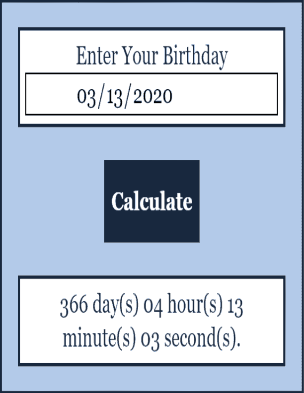 Birthday Countdown Calculator Date Calculator