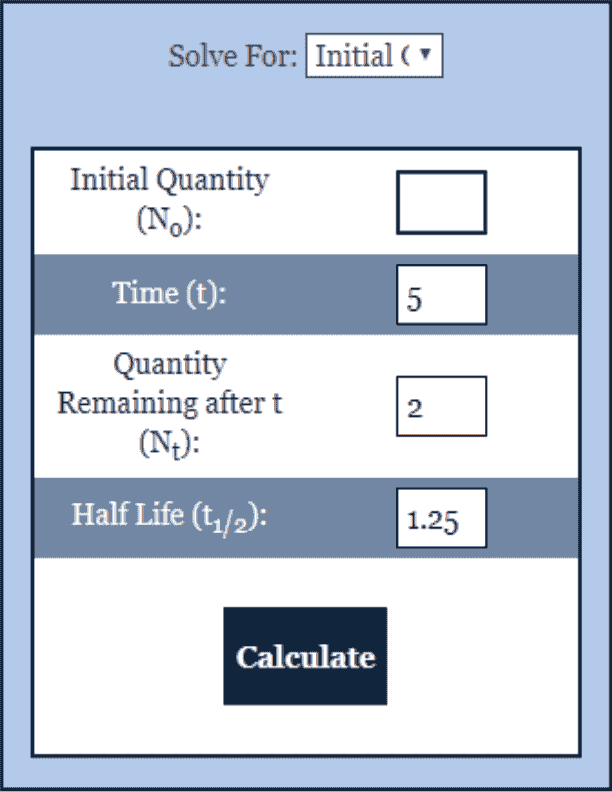 Half Life Calculator Function Calculator