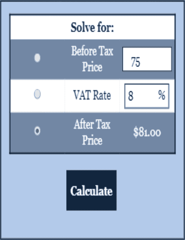 VAT Calculator Tax Calculator
