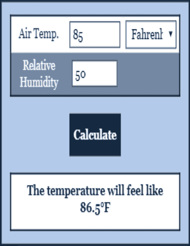 Heat Index Calculator Temperature Calculator