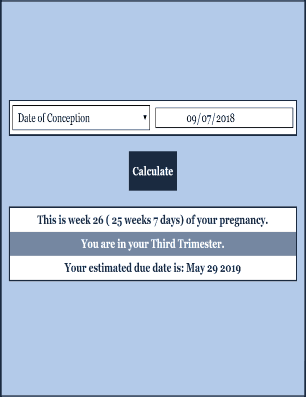 Pregnancy Calculator Women's Health Calculator